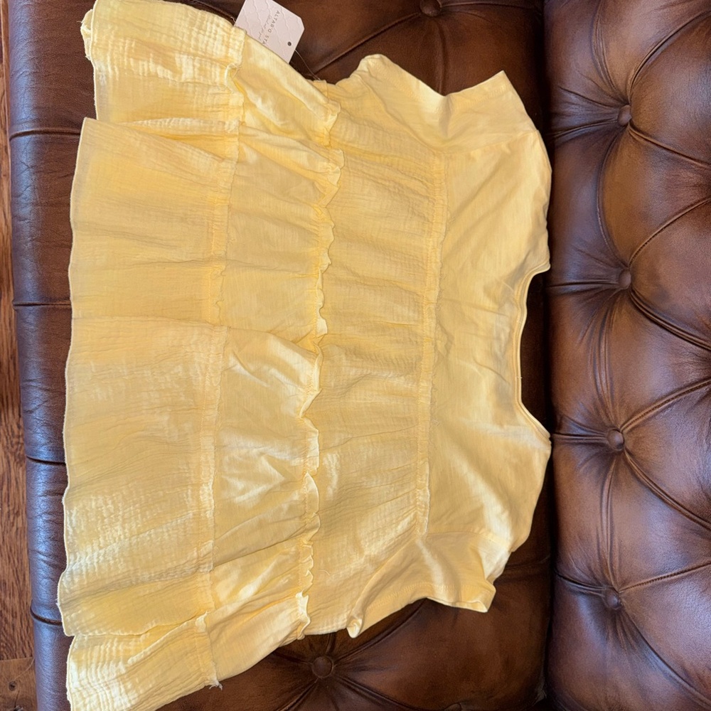 Altar'd State Girls' Yellow Tiered Ruffle Blouse - Picture 2 of 6